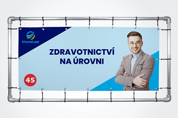 Plachty a bannery s volebním heslem